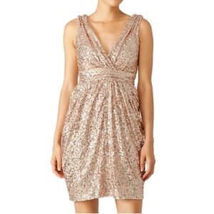 Badgley Mischka Gold Sequins Fifth Avenue Showstopper Dress Size 6